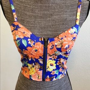 Zinga Bustier Crop Zipper Front Top